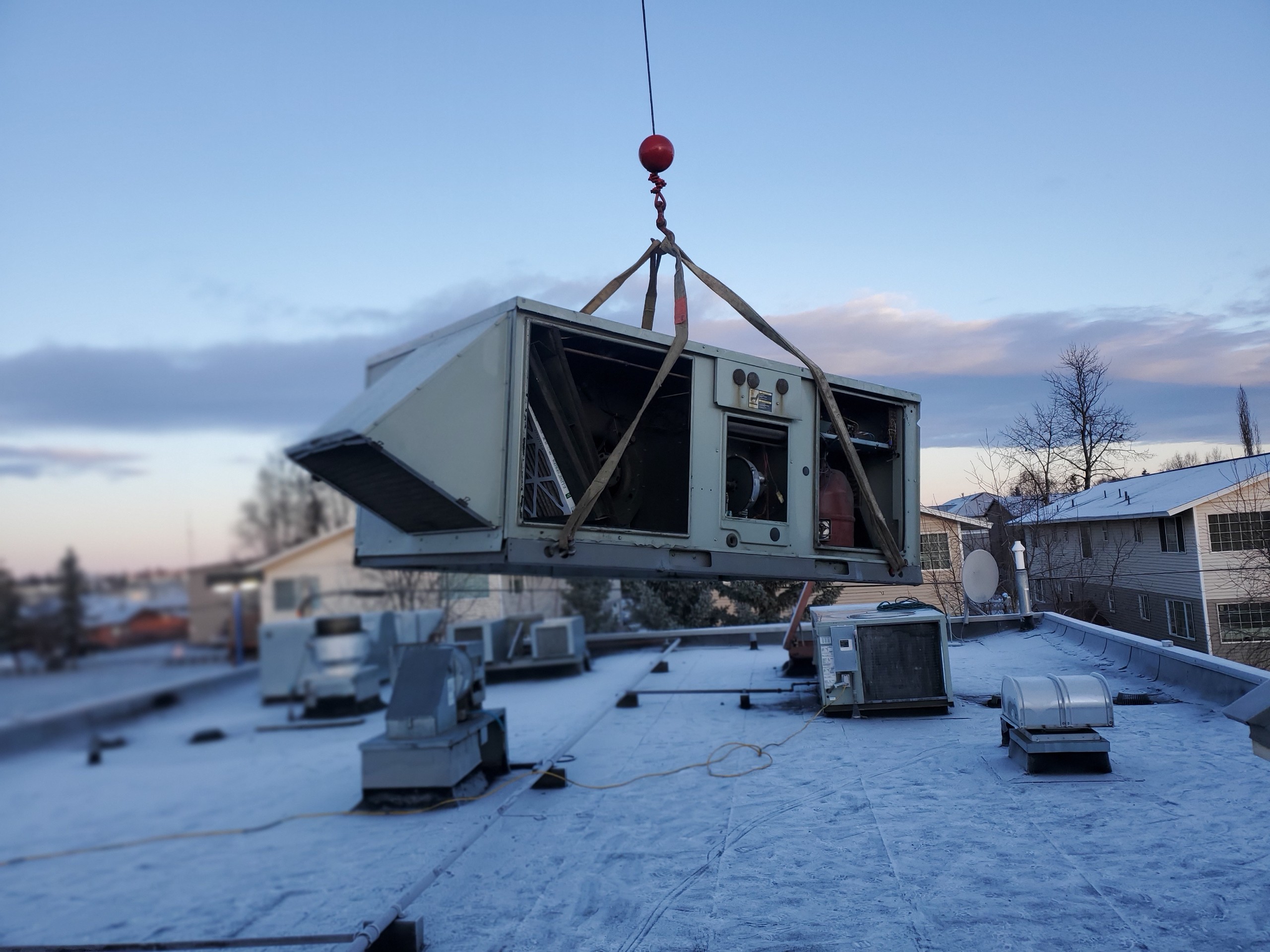 Rooftop HVAC unit installation